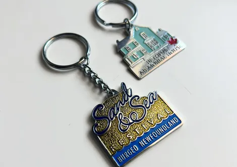 two custom keychains